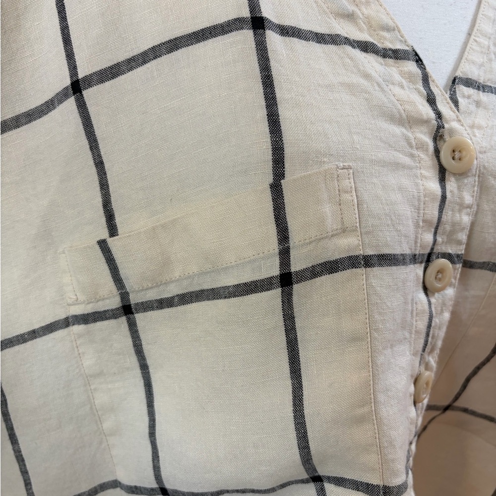 Everlane The Linen Utility Shirt Canvas Windowpane Pattern Size XL - Picture 2 of 11